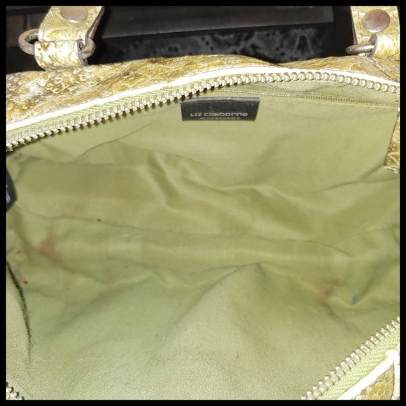 Liz Claiborne Green Snakeskin Print Handbag - Picture 10 of 10